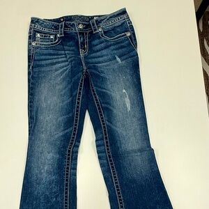 Miss Me Indigo Flare Jeans with Contrast Stitching